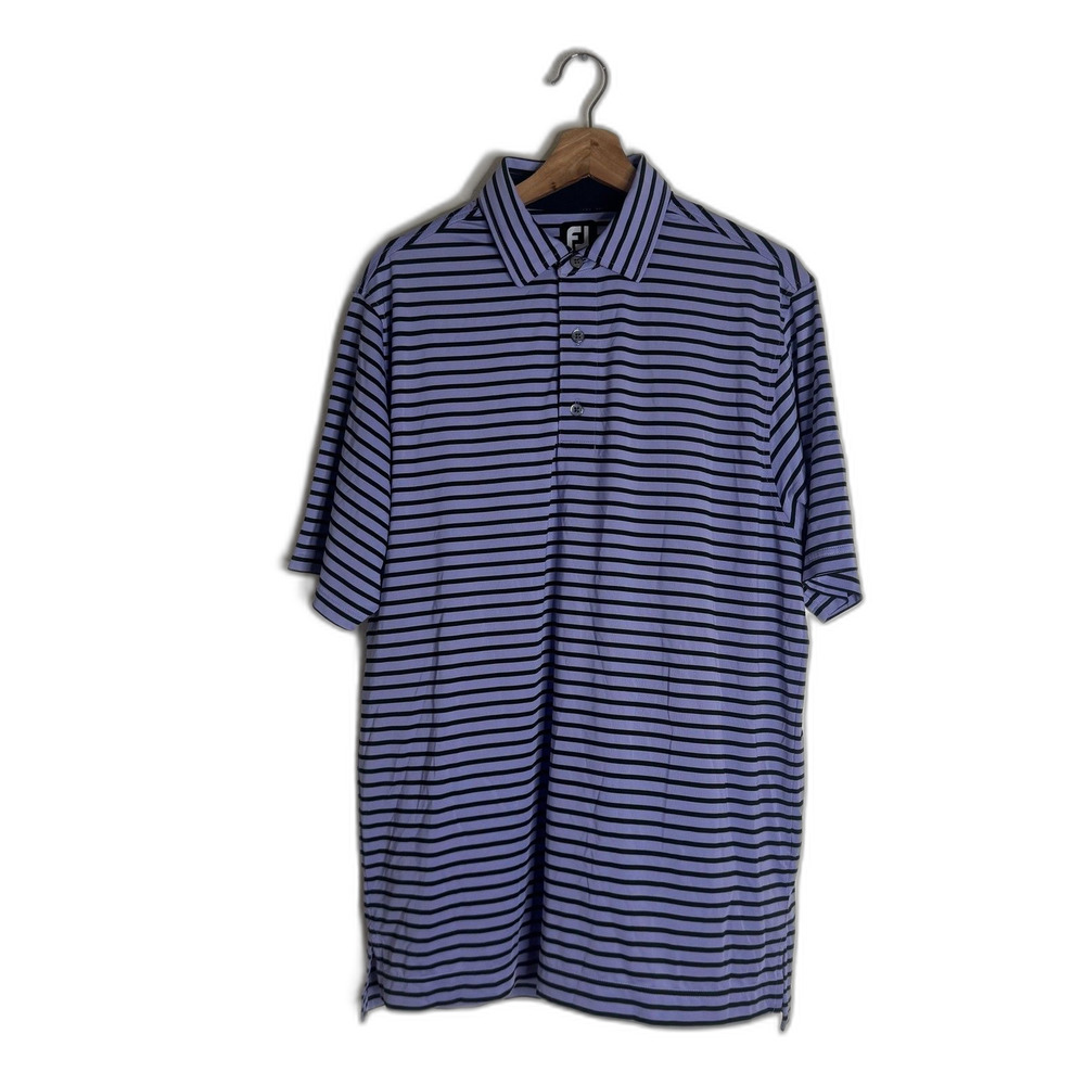 FootJoy Polo performance Shirt Mens Medium Striped Golf Short Sleeve Athletic